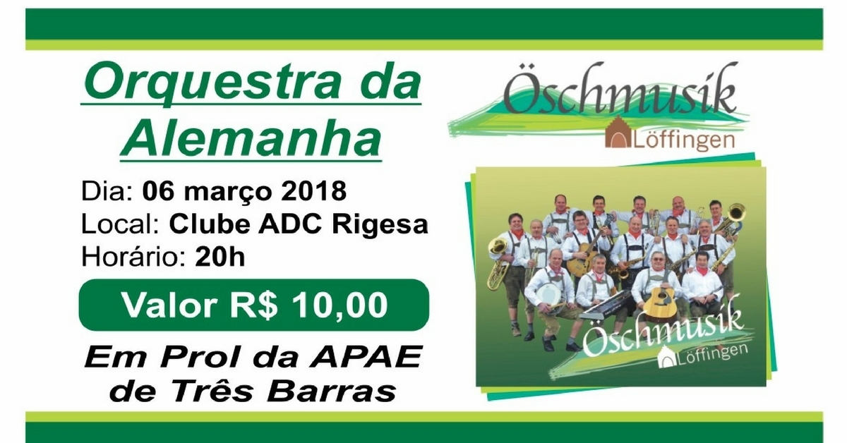 Orquestra alemã fará apresentação beneficente em prol da Apae