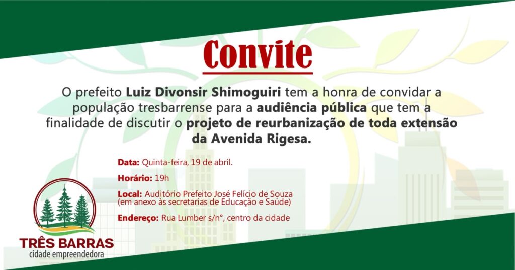 Reurbanização da Avenida Rigesa será discutida em audiência pública