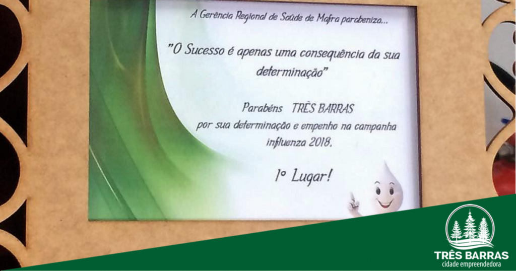Saúde de Três Barras é reconhecida por sucesso na vacinação contra a gripe