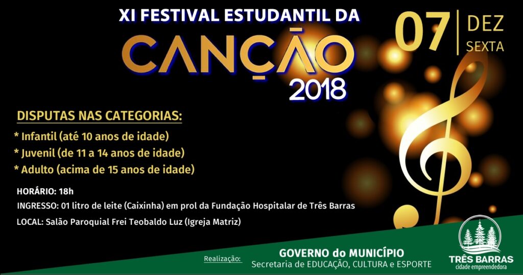XI Festival Estudantil da Canção reunirá talentos musicais no dia 07 de dezembro