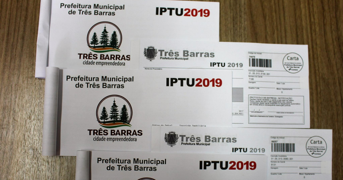 Começa a entrega dos carnês do IPTU 2019 em Três Barras