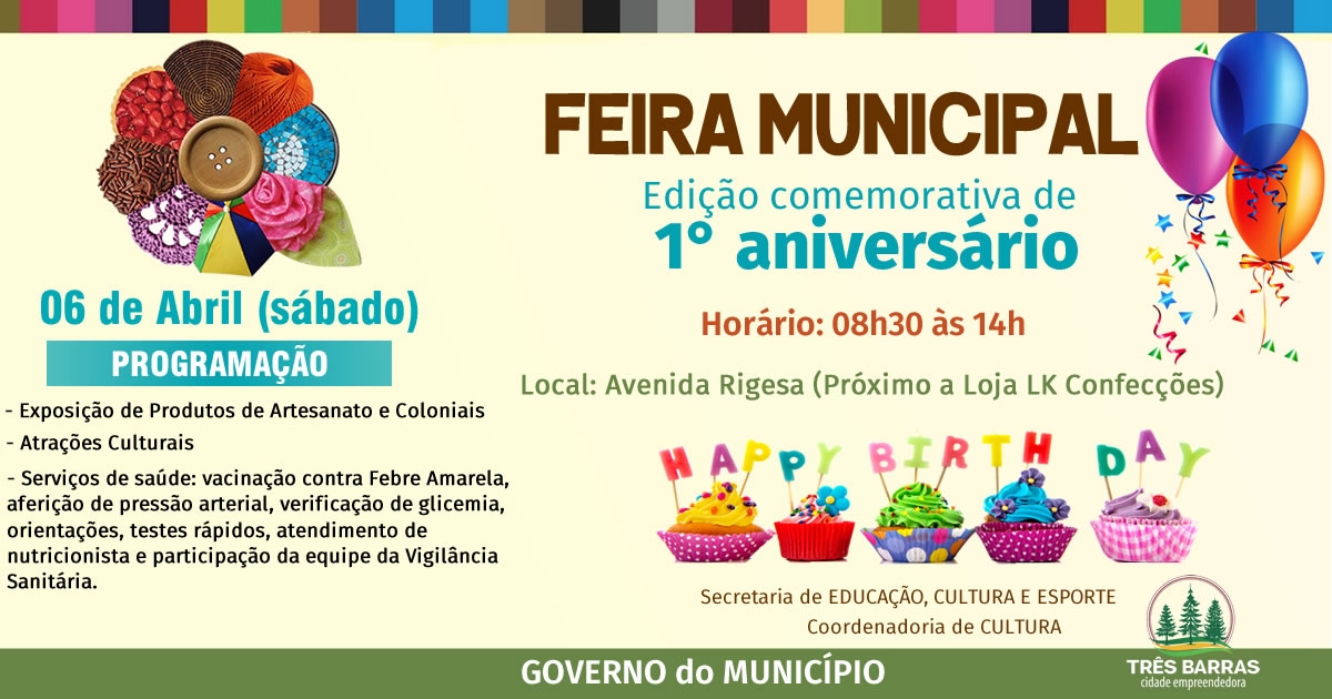Feira Municipal terá programação especial em alusão o seu 1° aniversário