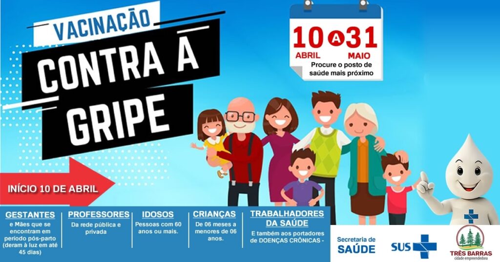 Três Barras eleva cobertura vacinal contra a gripe a 73,66% do público alvo