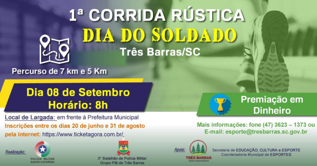 Inscrições para Corrida Rústica Dia do Soldado começam nesta quinta-feira Inscrições para Corrida Rústica Dia do Soldado começam nesta quinta-feira