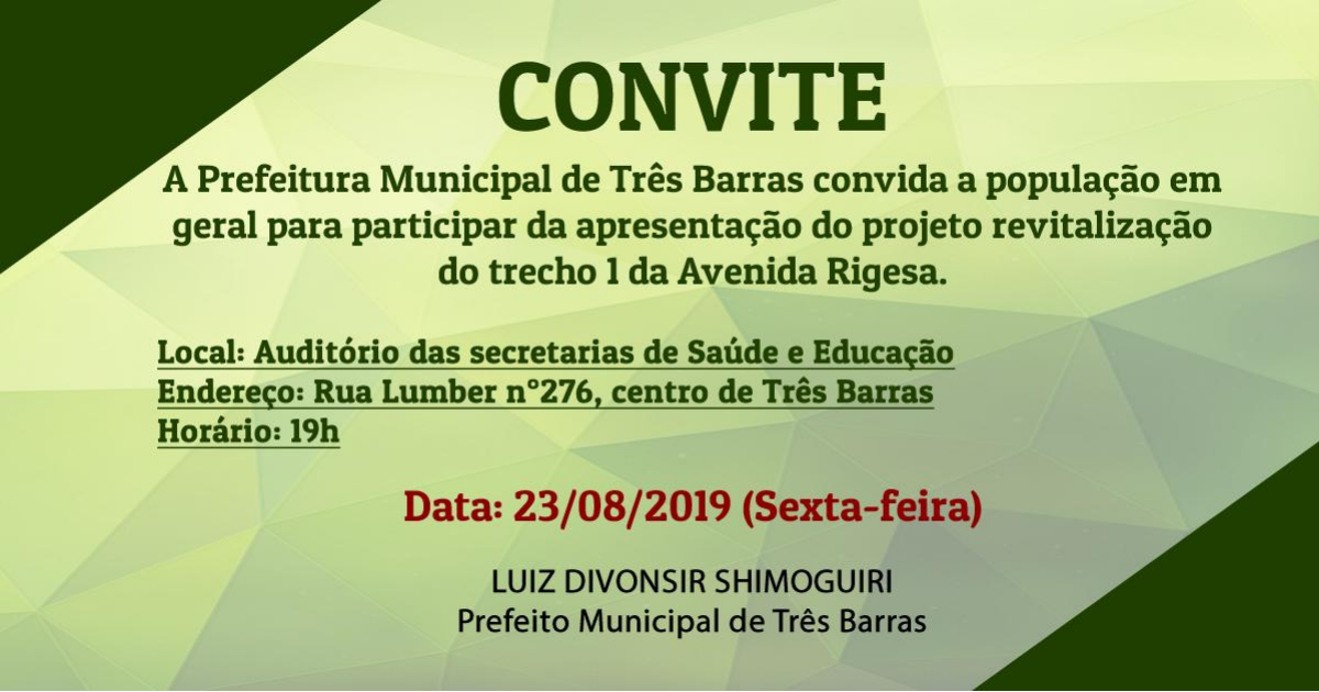 Projeto de revitalização da Avenida Rigesa será apresentado nesta sexta-feira