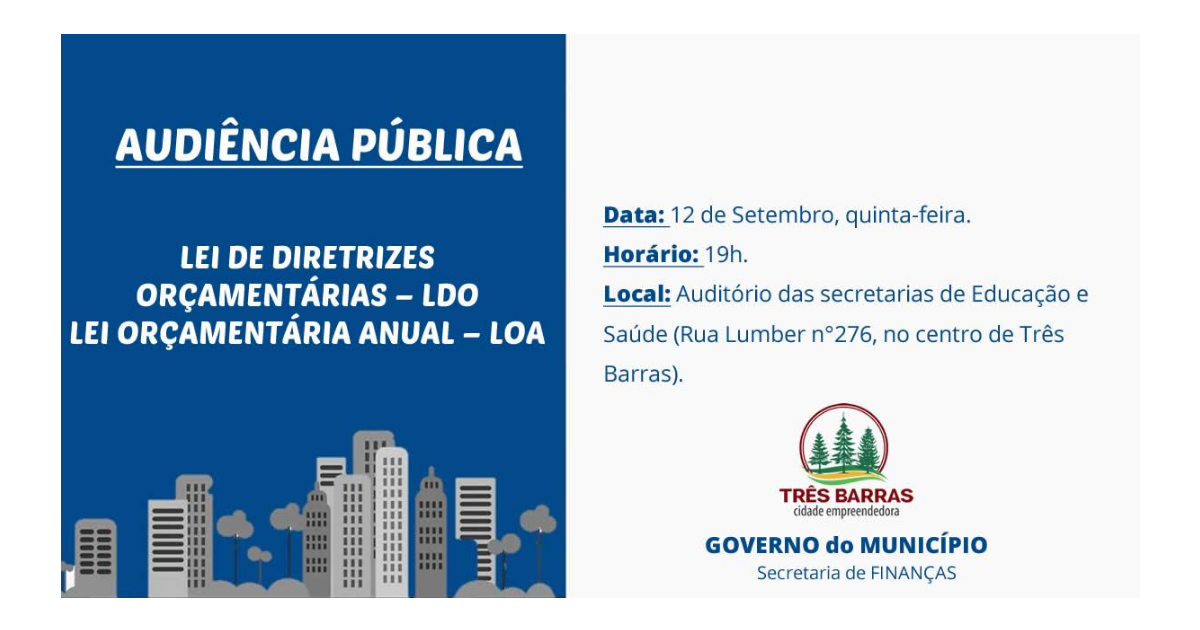 LDO e LOA serão debatidas em audiência pública nesta quinta-feira