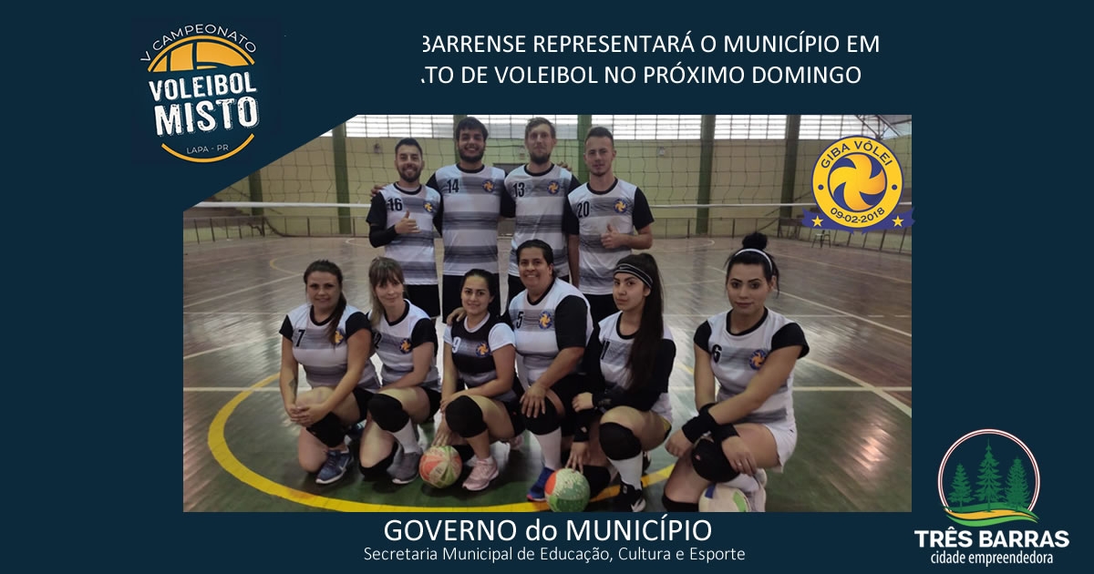 EQUIPE TRESBARRENSE REPRESENTARÁ O MUNICÍPIO EM CAMPEONATO DE VOLEIBOL NO PRÓXIMO DOMINGO