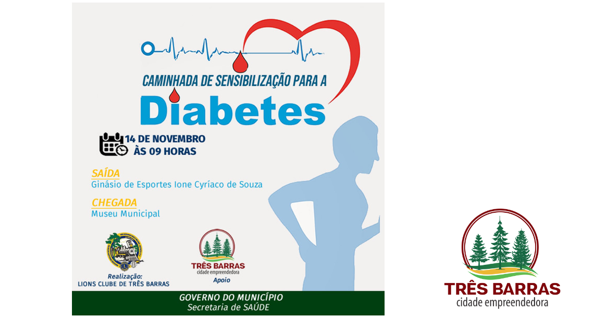 Caminhada nesta quinta-feira pretende sensibilizar a população sobre os riscos do diabetes