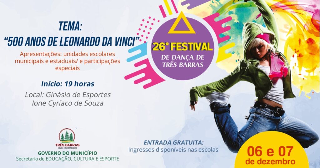 26° Festival de Dança vai movimentar Três Barras neste final de semana