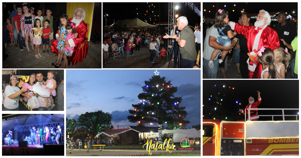 Mais de cinco mil pessoas prestigiam festa do Natal Luz no centro de Três Barras