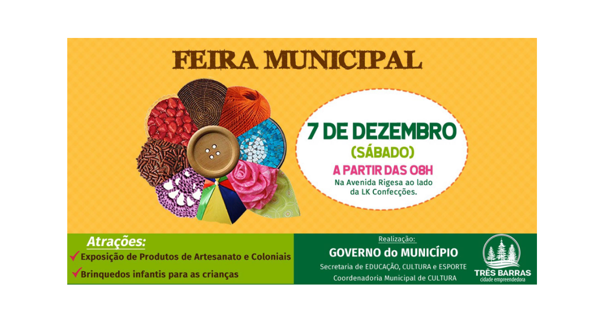 Sábado tem mais uma edição da Feira Municipal em Três Barras