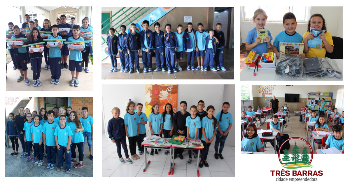 Cerca de três mil alunos estão recebendo kits de material escolar e novos uniformes em Três Barras