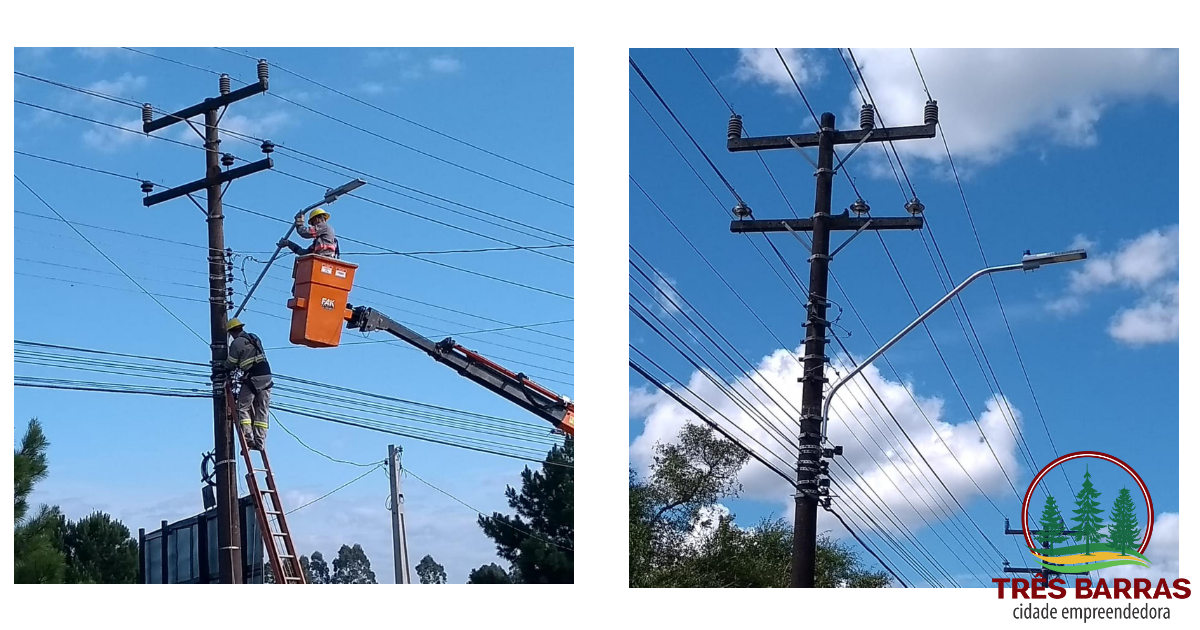 Prefeitura de Três Barras começa instalar lâmpadas de LED em diversos pontos da cidade
