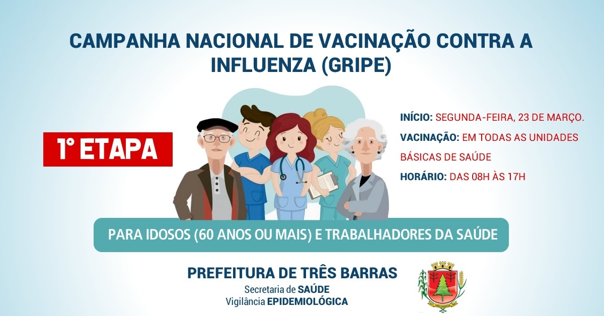 Influenza: idosos e trabalhadores da saúde podem se vacinar a partir de segunda-feira