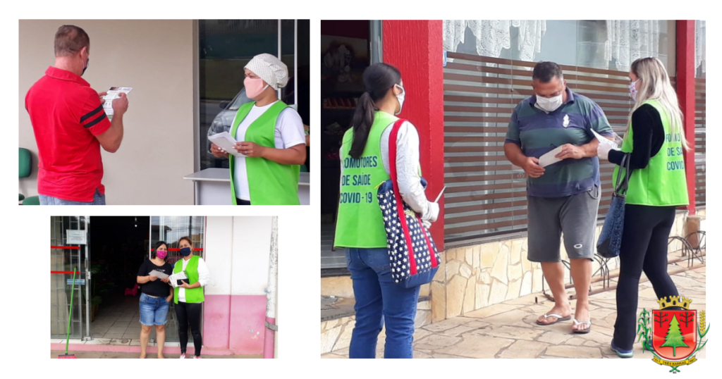 Há promotores de saúde orientando pessoas em cinco pontos do município Três Barras
