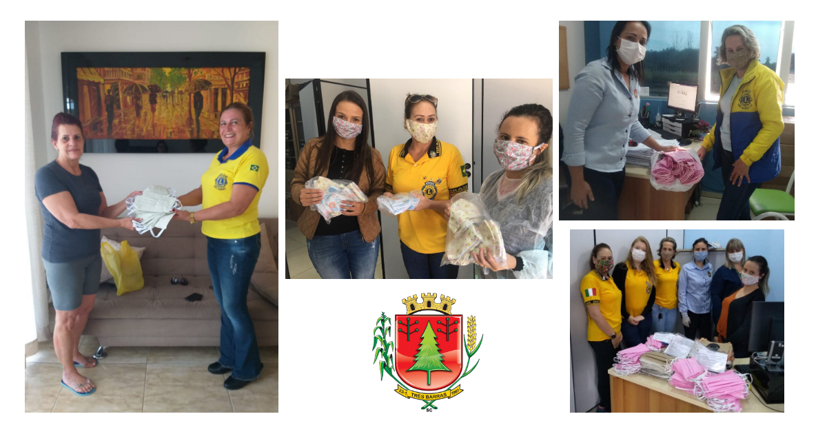 Lions Clube e costureiras voluntárias doam 655 máscaras caseiras à Saúde de Três Barras