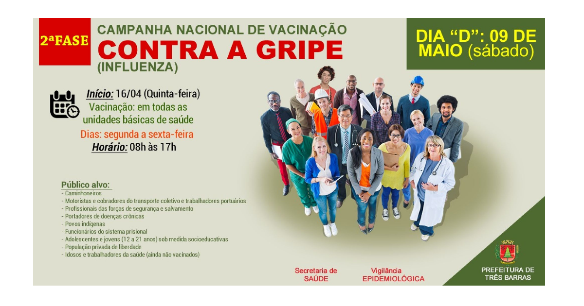 Três Barras tem 900 doses para esta segunda fase de vacinação contra a gripe