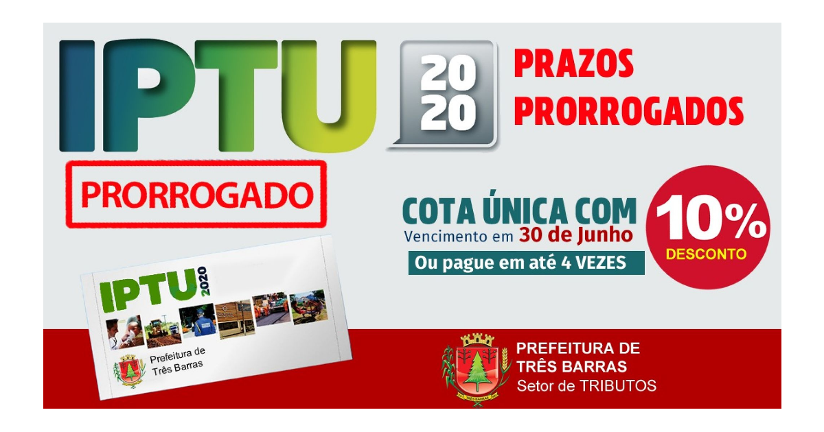 Pagamento do IPTU 2020 tem cota única e parcelamento prorrogados