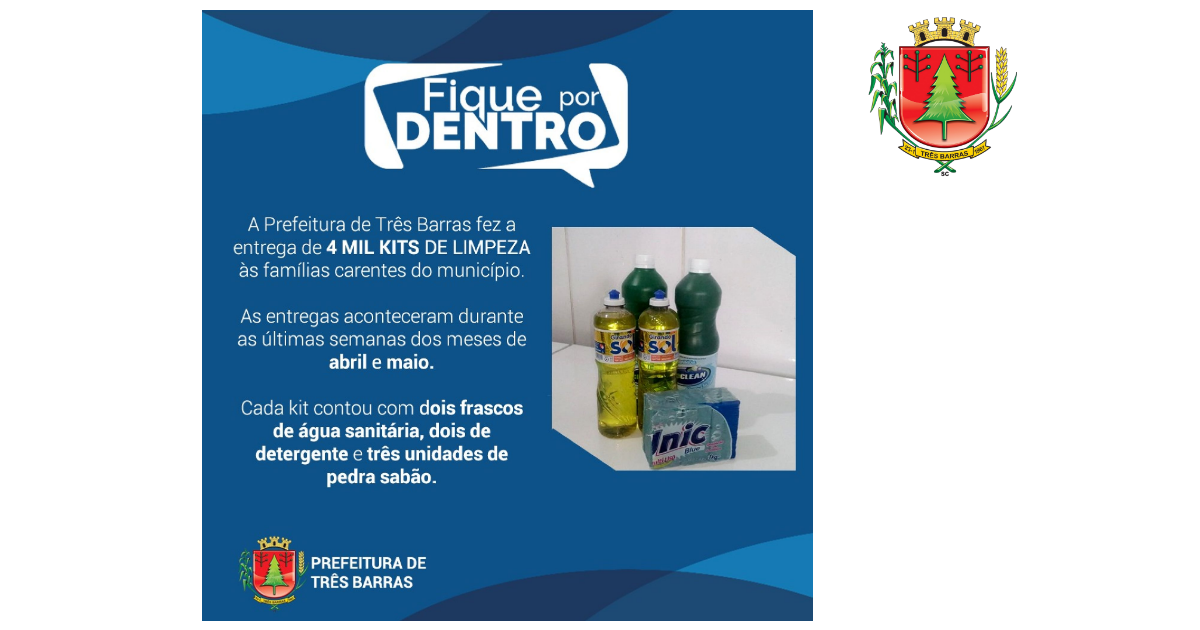 Covid-19: Prefeitura de Três Barras distribuiu 4 mil kits de limpeza às famílias carentes