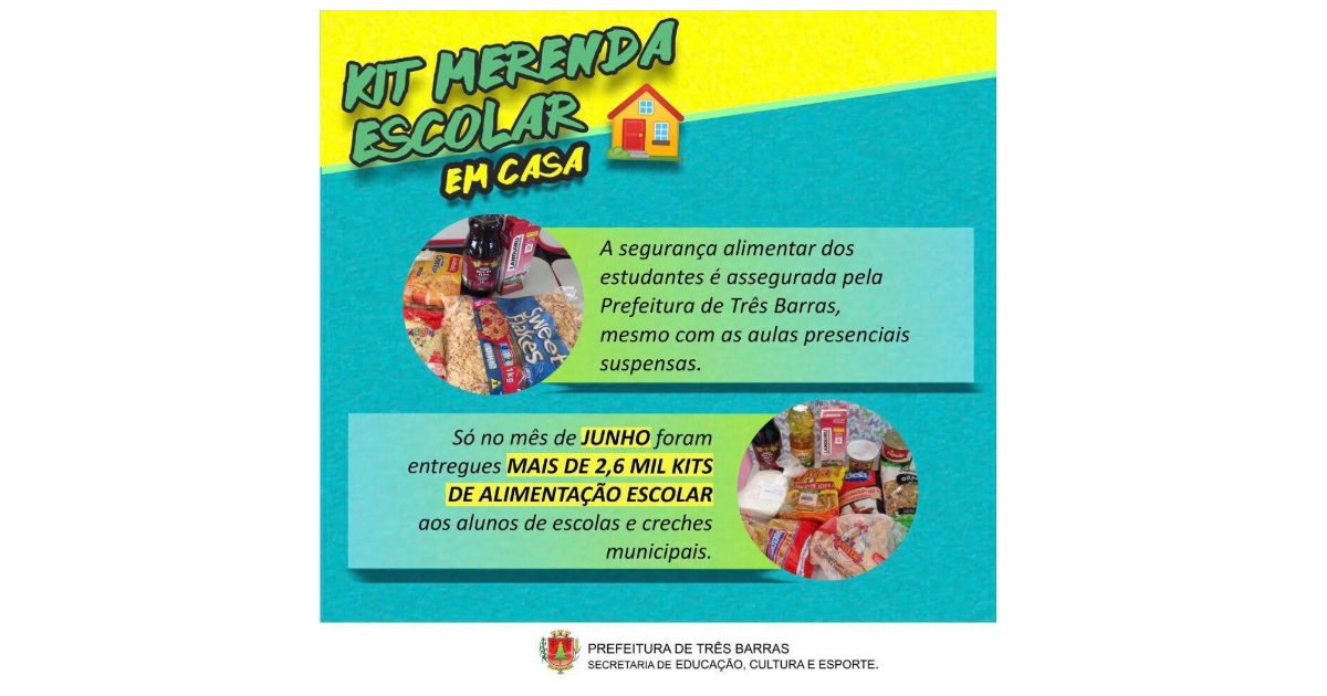 Kits de merenda escolar foram entregues a mais de 2,6 mil famílias de estudantes em junho