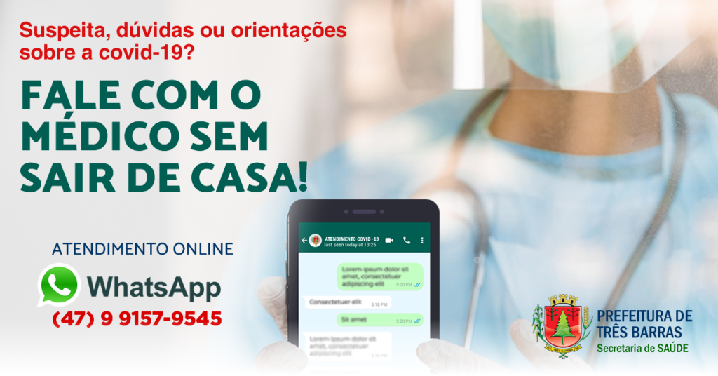 Saúde de Três Barras vai oferecer atendimento médico online de orientação sobre a covid-19