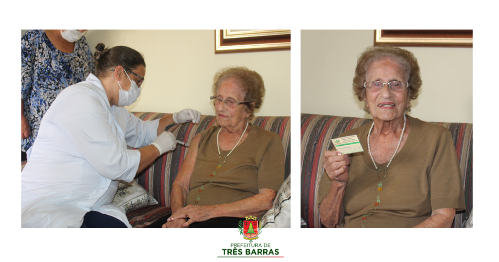 Mulher de 100 anos é a primeira idosa vacinada contra a covid-19 em Três Barras