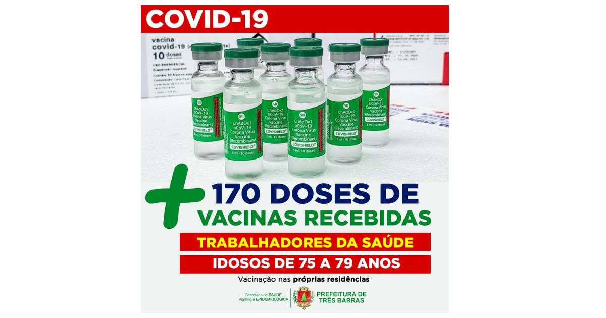 Três Barras: idosos de 75 a 79 anos e trabalhadores da saúde serão vacinados a partir de sexta-feira