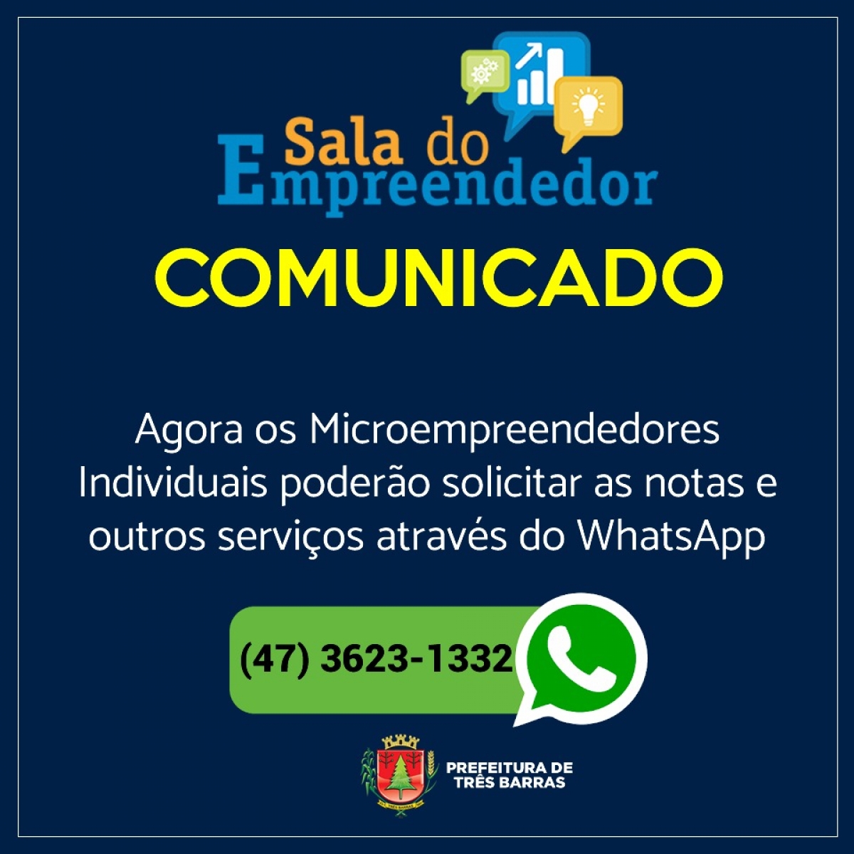 DESENVOLVIMENTO ECONÔMICO DE TRÊS BARRAS DIVULGA ATENDIMENTO ONLINE AOS MICROEMPREENDEDORES DO MUNICÍPIO