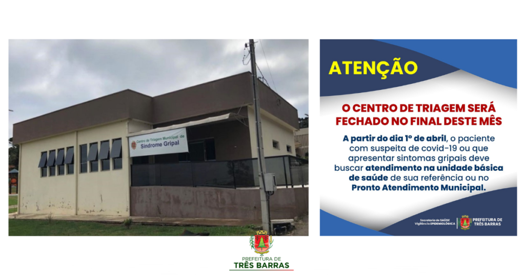 Centro de Triagem de Covid-19 será fechado no final deste mês