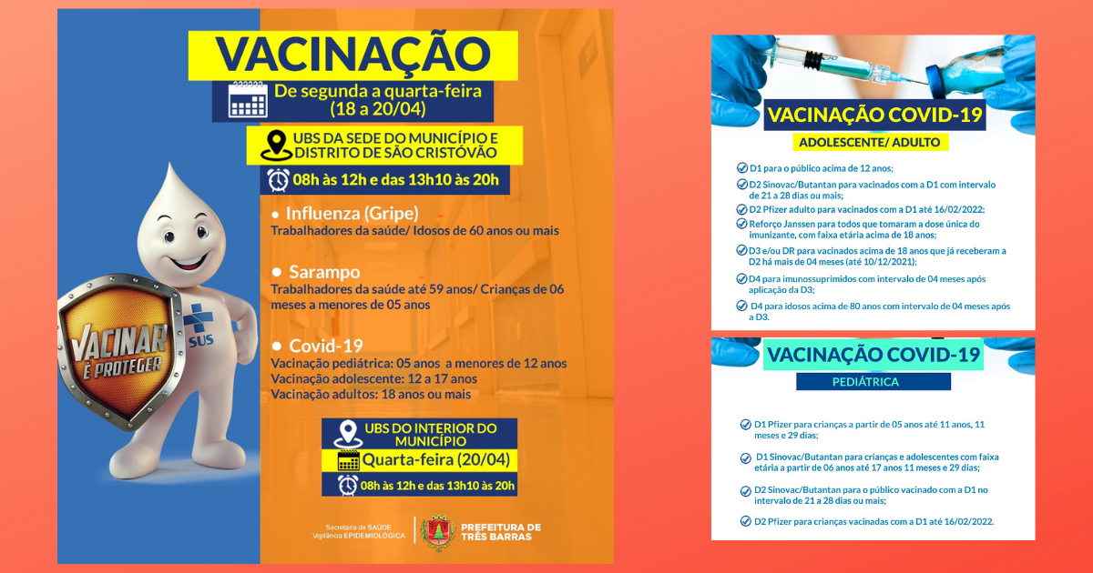 Vacinação: unidades de saúde ficarão abertas até às 20h de segunda a quarta-feira