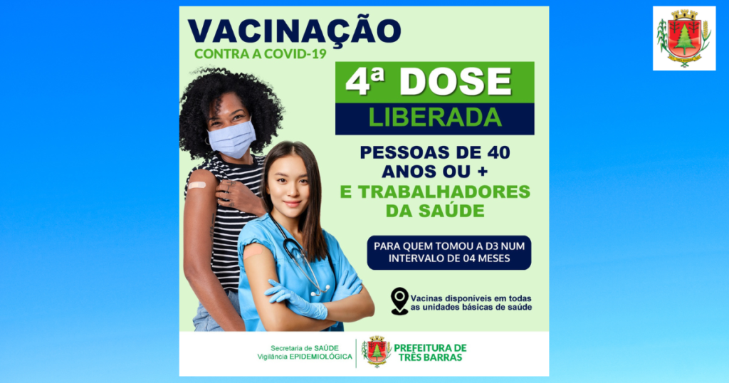 Covid-19: Saúde de Três Barras já está aplicando a D4 em pessoas com 40 anos ou mais e trabalhadores da saúde