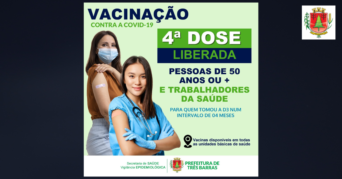 Covid-19: Saúde de Três Barras já está aplicando a D4 em pessoas com 50 anos ou mais e trabalhadores da saúde