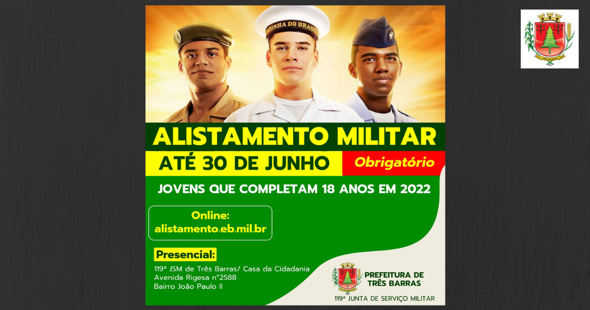 Jovens têm até 30 de junho para fazer o alistamento militar obrigatório