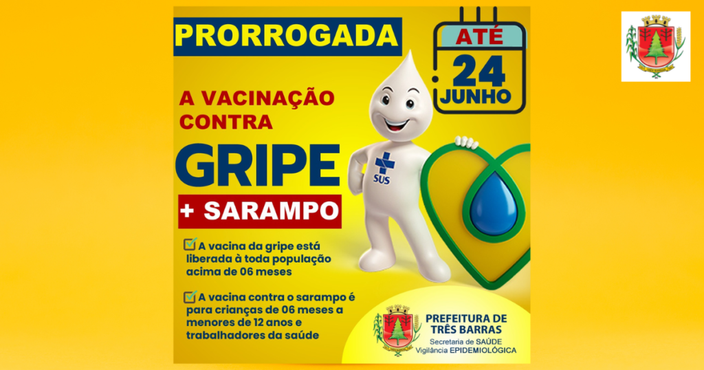 Vacinação contra a gripe e sarampo está prorrogada até 24 de junho