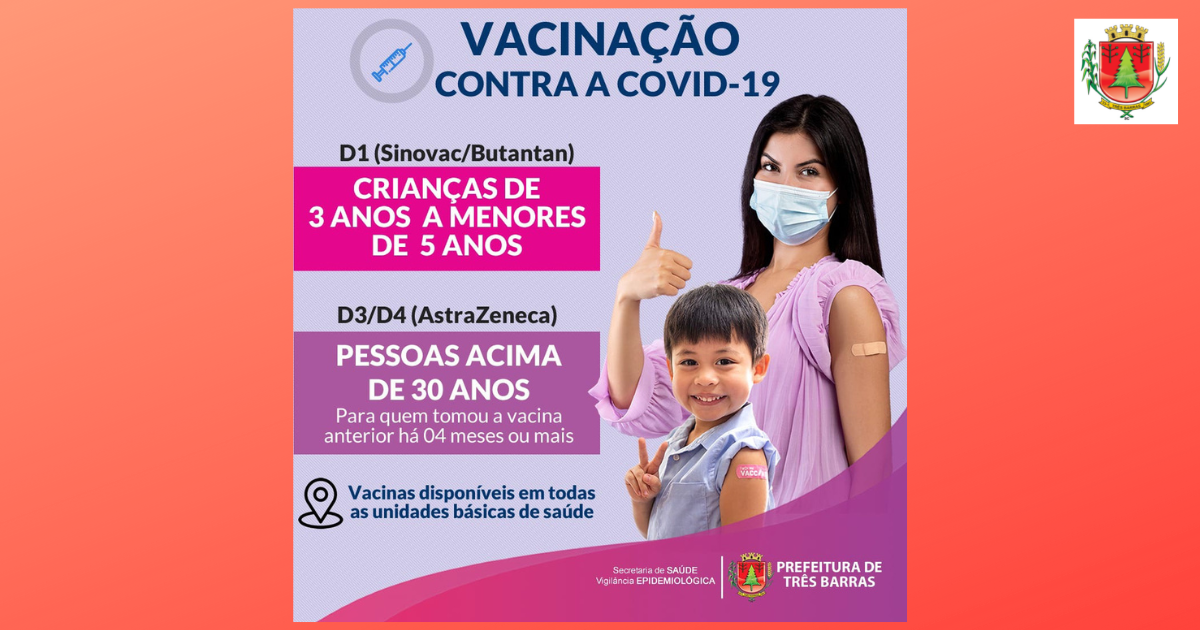 Covid-19: Saúde começa a vacinar crianças entre 03 e 05 anos nesta quinta-feira, 28