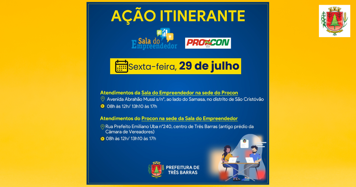 Iniciam nesta sexta-feira, 29, os atendimentos descentralizados da Sala do Empreendedor e do Procon