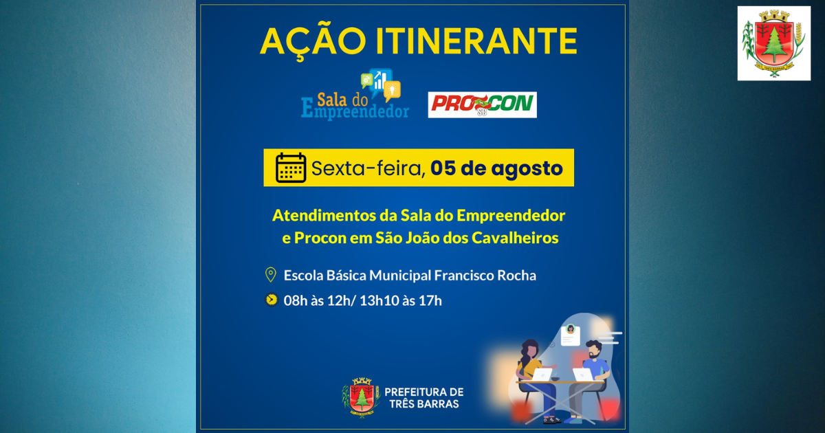 São João dos Cavalheiros terá atendimentos da Sala do Empreendedor e Procon nesta sexta-feira