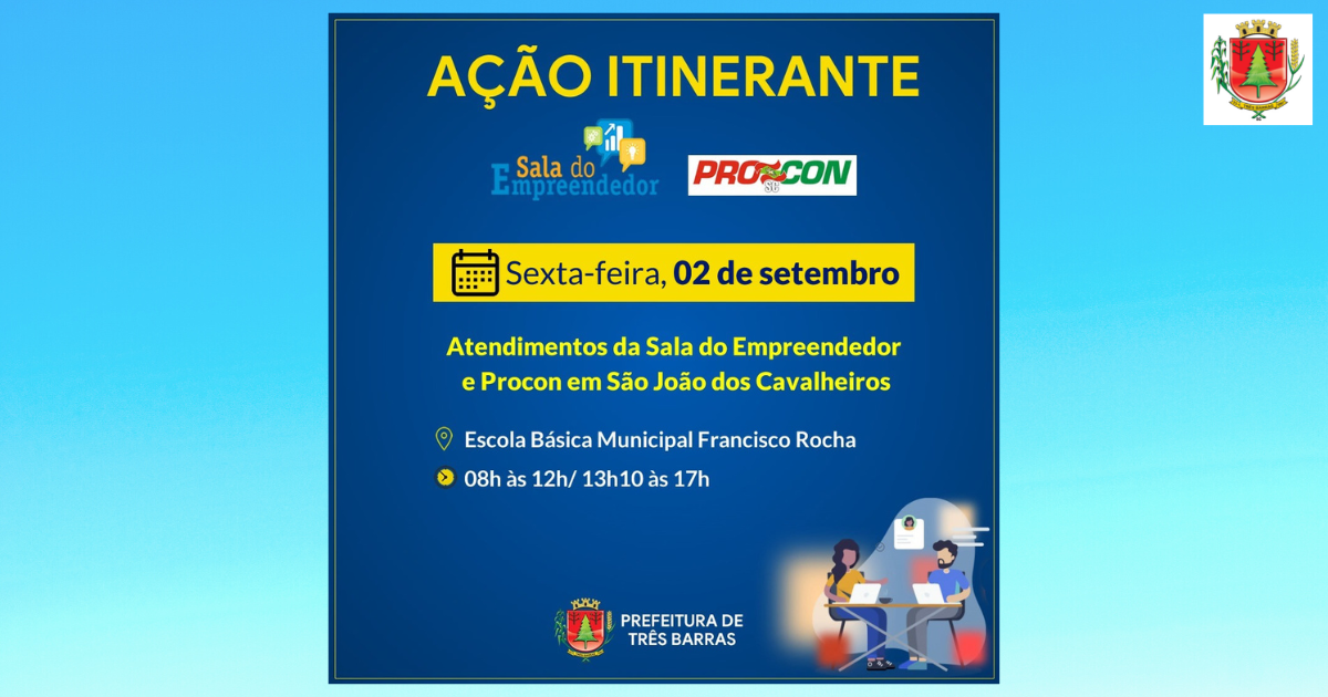 São João dos Cavalheiros recebe serviços descentralizados da Sala do Empreendedor e Procon nesta sexta-feira, 02