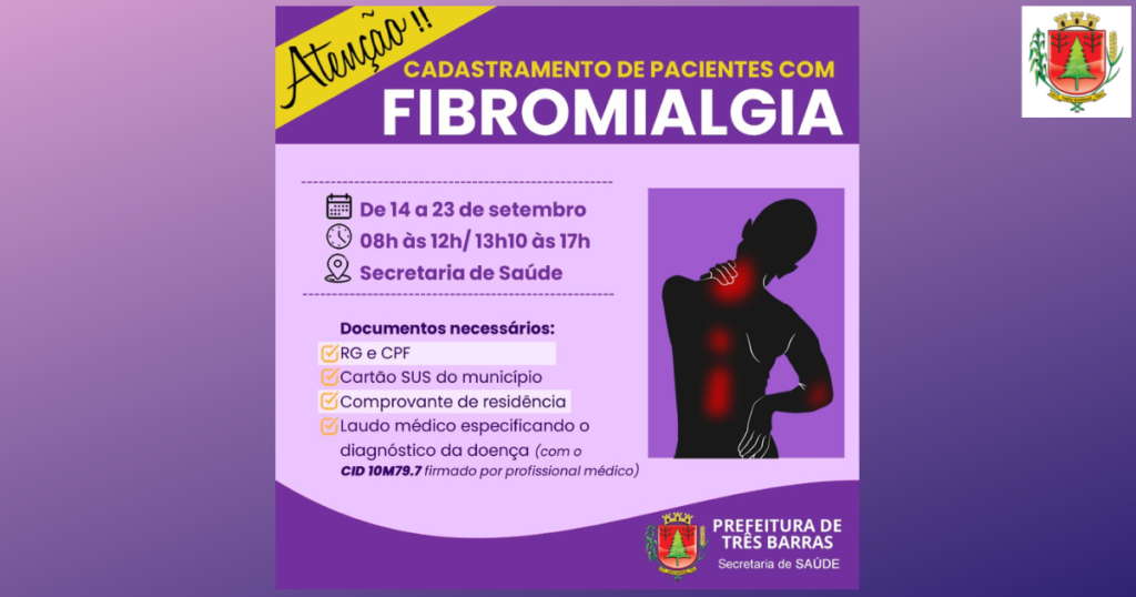 Saúde de Três Barras vai realizar o cadastramento de pacientes com fibromialgia