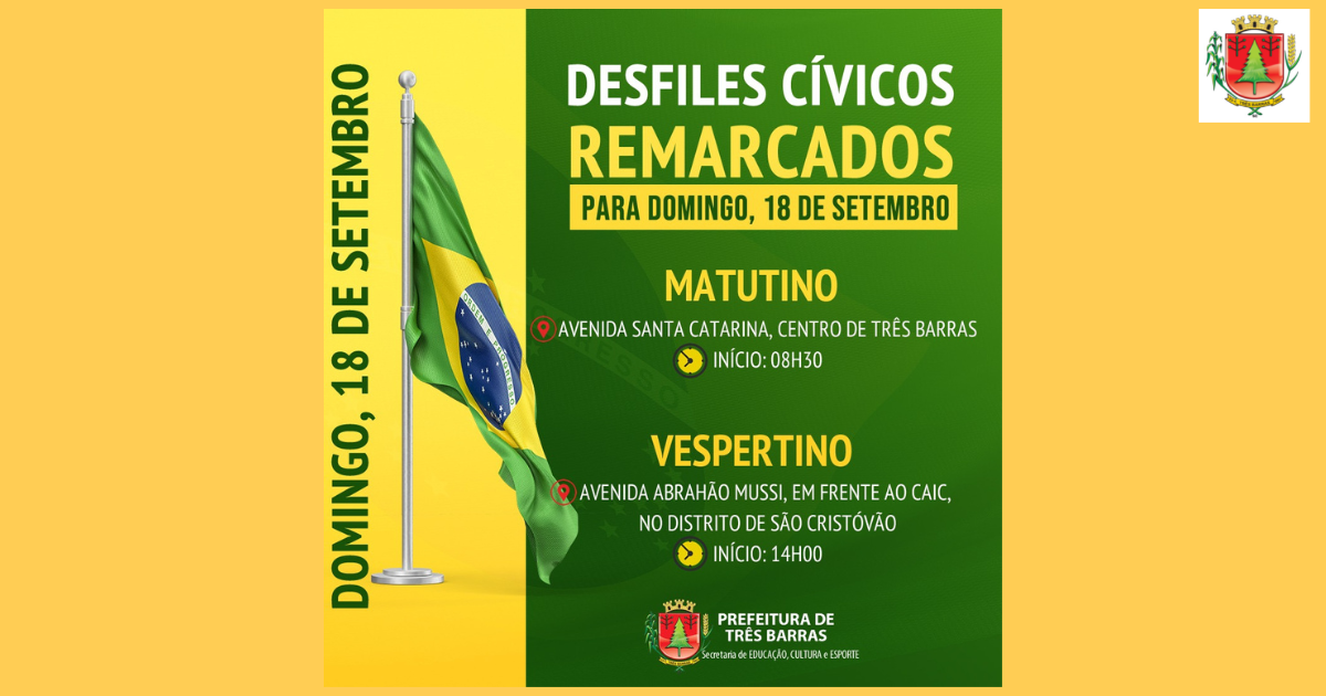 Três Barras: desfiles cívicos foram remarcados para o próximo domingo, 18