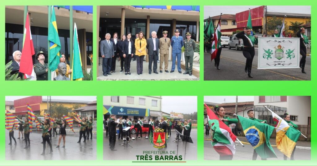 Três Barras manteve cerimonial em frente à Prefeitura como forma de homenagear o bicentenário da Independência