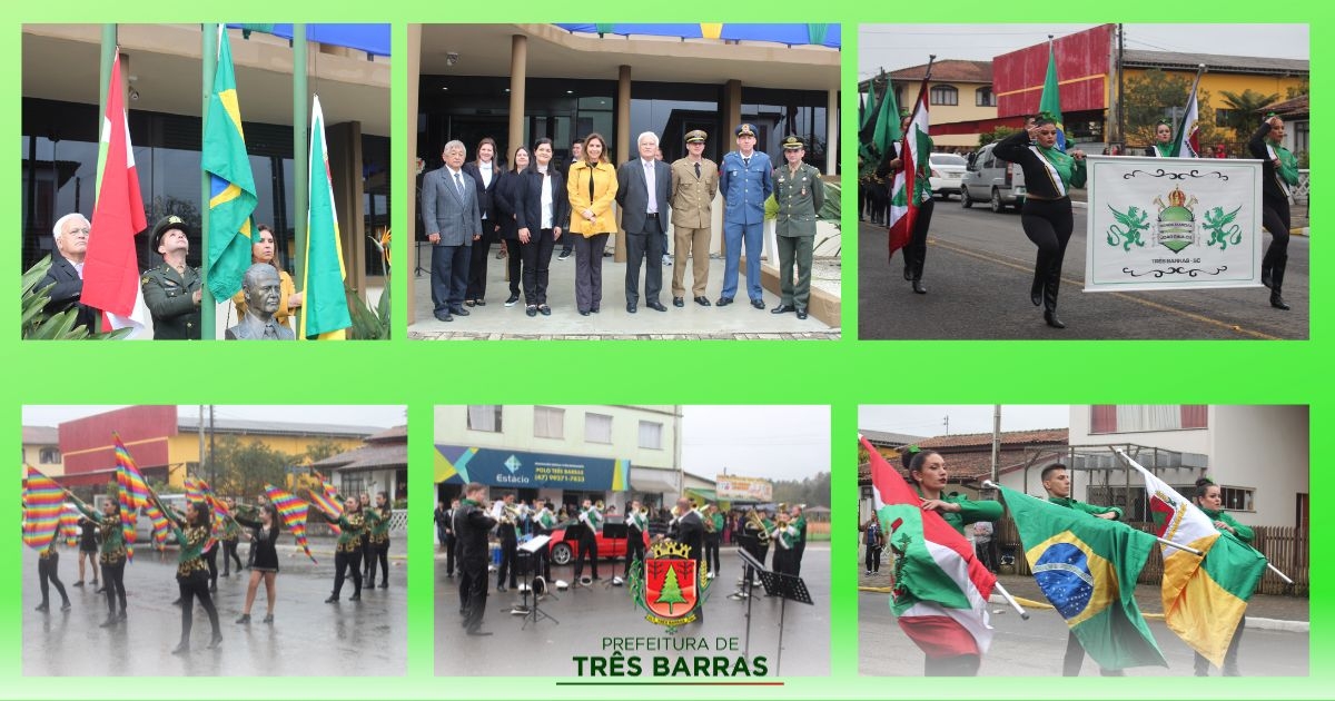 Três Barras manteve cerimonial em frente à Prefeitura como forma de homenagear o bicentenário da Independência