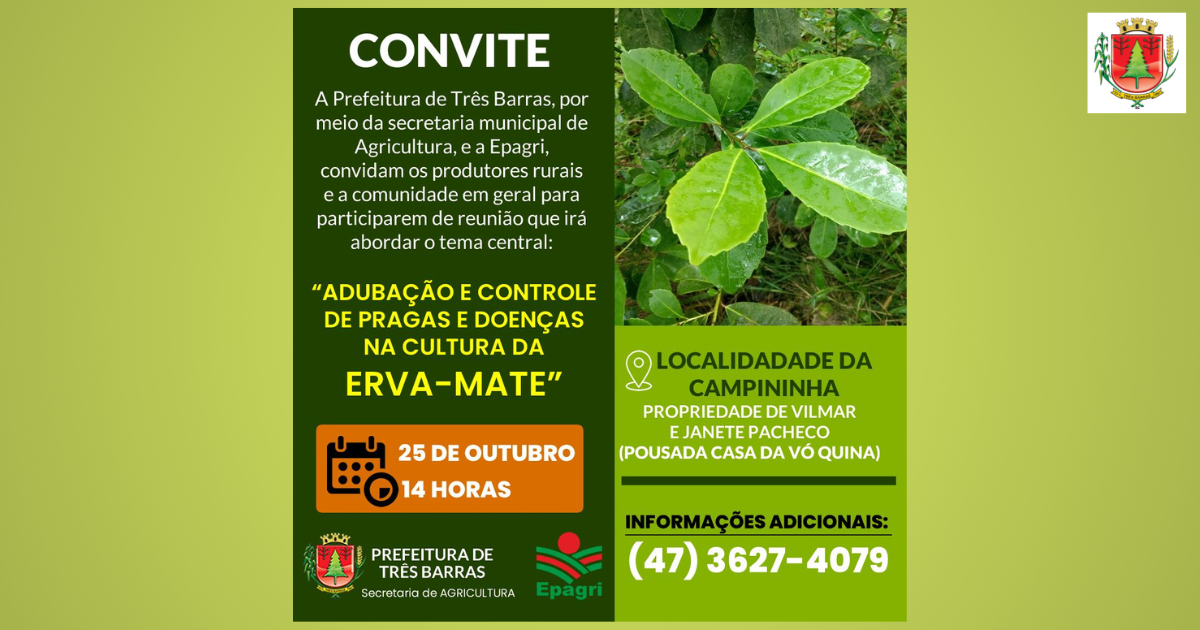 Agricultores terão palestra sobre “Adubação e controle de doenças e pragas na cultura da erva-mate”