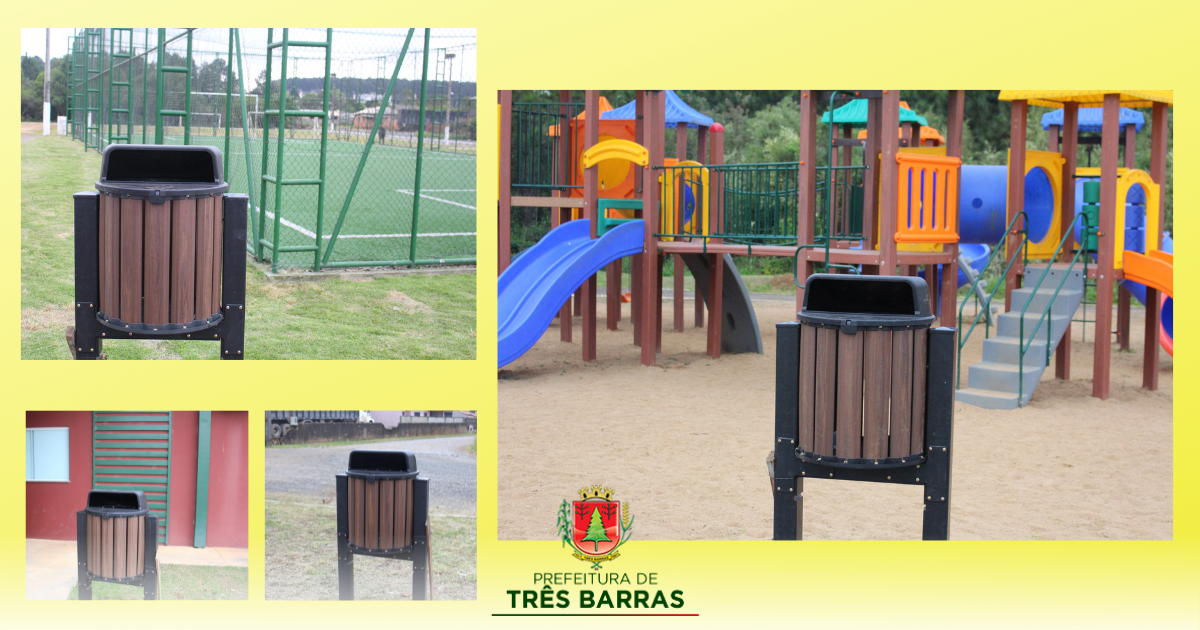 70 novas lixeiras estão sendo instaladas em pontos estratégicos de Três Barras