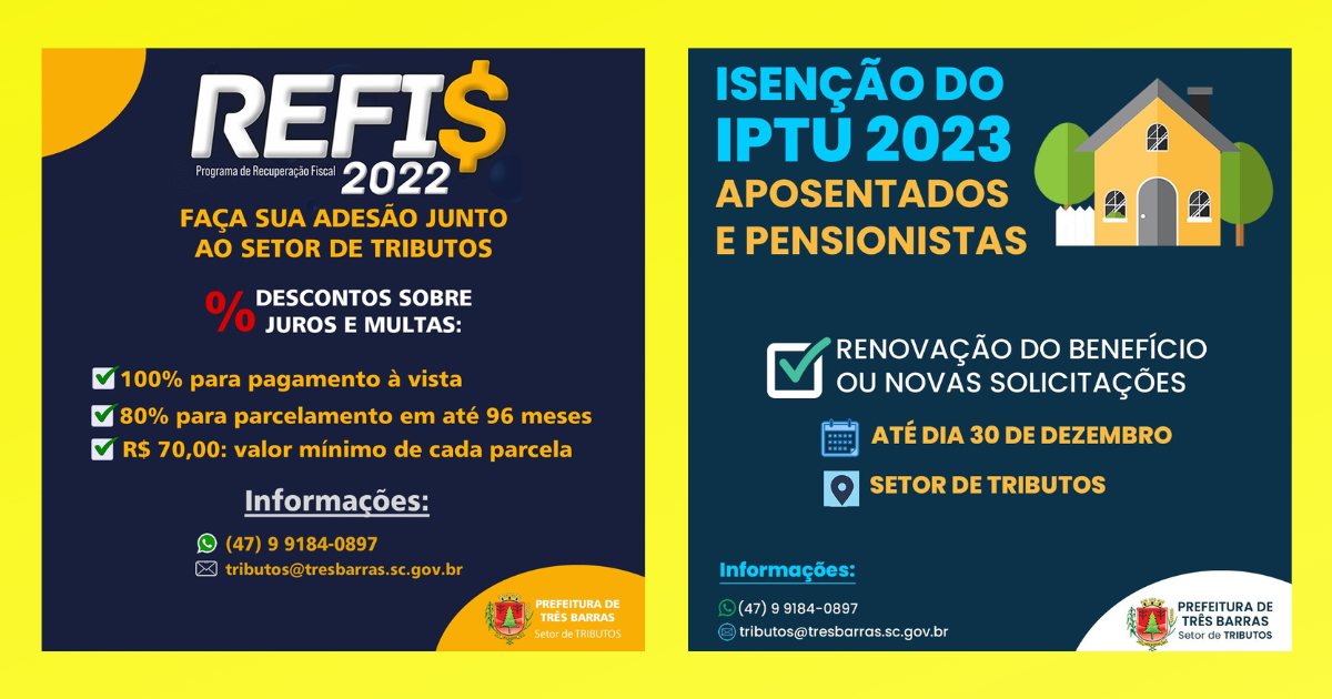 Contribuintes têm mais essa semana para aderir ao Refis e para renovar ou pedir a isenção do IPTU