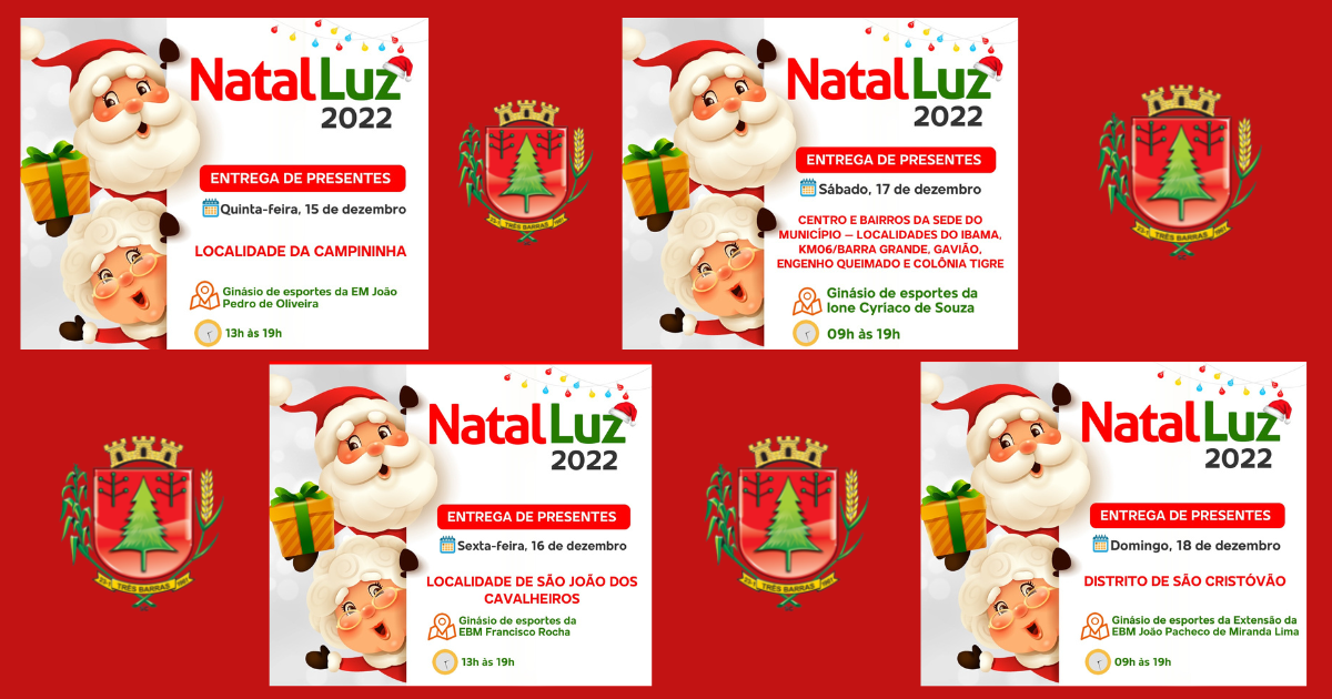 Entrega dos presentes natalinos às crianças será de 15 a 18 de dezembro