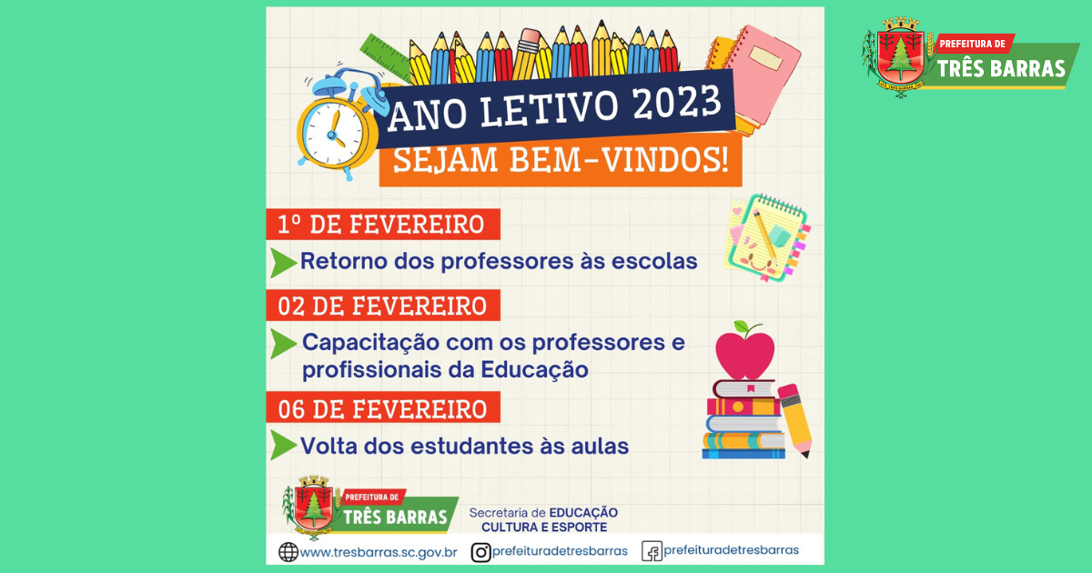 Ano letivo 2023: professores retornam dia 1° de fevereiro; alunos voltam às aulas no dia 06