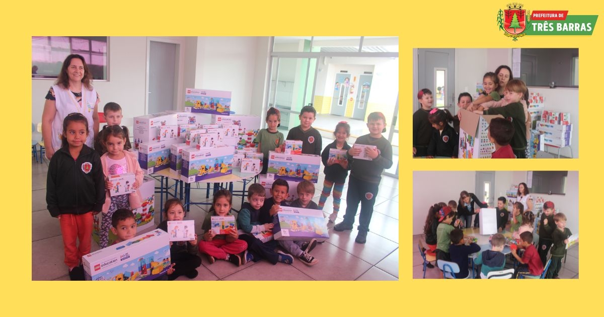 Alunos do CMEI Merhy Bechara Seleme recebem kits de Lego para participarem de torneio nacional de robótica