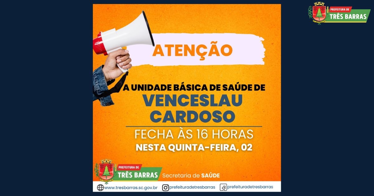 UBS Venceslau Cardoso terá expediente reduzido nesta quinta-feira, 02 de março