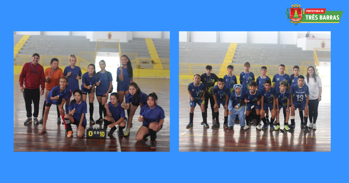 JESC 12 a 14 anos: escolas João Pacheco de Miranda Lima e Guita Federmann são campeãs nos naipes feminino e masculino do Futsal